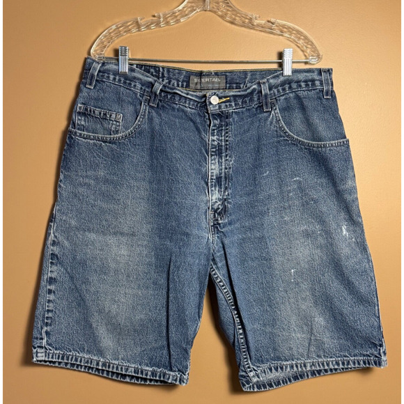 Vintage Levis SilverTab Jean Shorts Loose fit Blue Jorts 90s USA Mens 38 - Picture 1 of 8